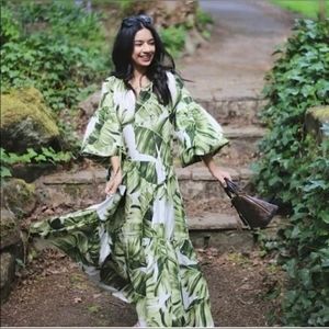 green emerald velvet dress Dolce & Gabbana A-Line Banana Leaf Pineapple Crystal Dress IT36 main image 1
